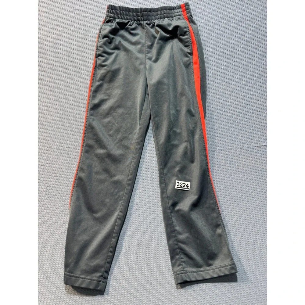 Athletic Works Track Pants Girls L 10-12 Gray Red Stripe Activewear Joggers